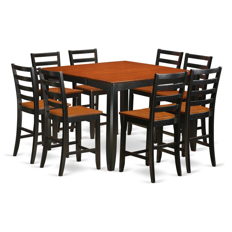 Bowery Hill Wood 6 Piece Counter Height Dining Set In Black Com Bowery Hill Wood 6 Piece Counter Height, Bonner Industrial Counter Height Dining Table