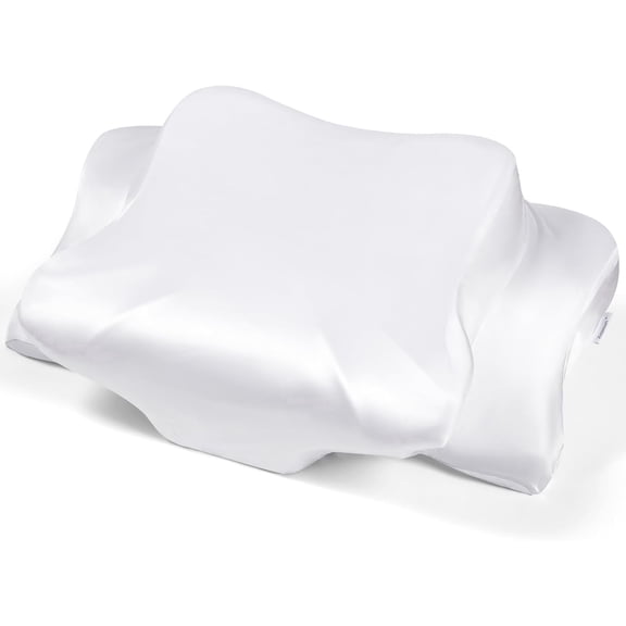 Satin Pillowcase for Cervical Pillows, (Cover Only) Fit for Orthopedic Neck Support Pillow, Silky Smooth Pillowcase Cover with Zipper Closure (White)