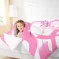 thumbnail image 3 of Homewish Aesthetic Lines Full Size Comforter Sets,Modern Abstract Art Bedding Comforter Set,Pink White,Pink Reversible,3-Piece,1 Comforter and 2 Pillowcases, 3 of 7