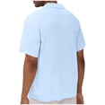 thumbnail image 6 of SGFCWSX Men's Cotton Linen Short Sleeve Camp Collar Shirt Casual Button Down Shirt with Dual Chest Pockets Light Blue Size XL, 6 of 9