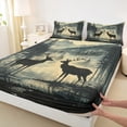 thumbnail image 4 of Feelyou Reindeer Elk Animal Twin Sheet Sets for Men, Rustic Tree Mountain Twin Fitted Sheet, Southwestern Cabin Flat Sheet, Lightweight Room Decor, 3pcs, 4 of 8