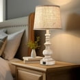 thumbnail image 3 of Table Lamps for Bedrooms Set of 2 Farmhouse Bedside Lamps for Nightstand with USB Charging Ports Traditional Side Table Lamps for Living Room Wooden Finish, Pull Chain, Bulbs Not Included, 3 of 8