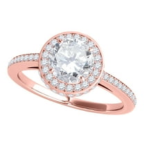 Aonejewelry 1 Carat Halo Wedding Engagement Diamond Ring In 14k Solid Rose Gold