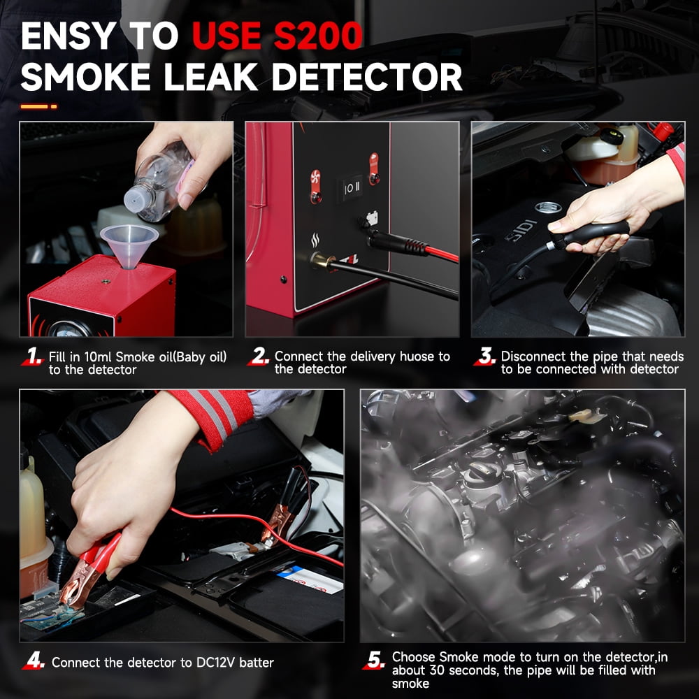 ANCEL S200 Smoke Leak Detector Automotive EVAP Smoke Machine Vacuum Leak Detector Tester Built-in Air Pump Vacuum Leak Smoke Diagnostic Tester for Car/Motorcycle/Truck