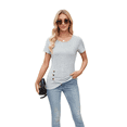 thumbnail image 4 of Blusas Lisas de Cuello Redondo y Corta para Mujer, 2025, Nuevas Blusas Holgadas y Bonitas de Verano, Color Gris, Talla S, 4 of 10