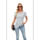 thumbnail image 4 of Blusas Lisas de Cuello Redondo y Corta para Mujer, 2025, Nuevas Blusas Holgadas de Verano, Lindas, Grises, Talla M, 4 of 10