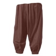 thumbnail image 3 of Men Hippie Harem Pants Baggy Linen Cotton Boho Yoga Pants Summer Beach Pants Casual Drop Crotch Trouser, 3 of 4