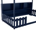 thumbnail image 5 of Twin Size House Bed with LED Light, Wood House Bed with Storage Bookshelf, Floor House Bed with Guardrails , Farmhouse Bed  for Kids and Teens , No Box Spring Needed, Navy Blue, 5 of 7