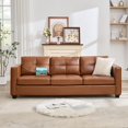 thumbnail image 2 of Modern Sectional Sofa with USB & Type C Charger | 88" Comfy Tufted Faux Leather Sofa for Living Room, Office, Apartment, 2 of 8
