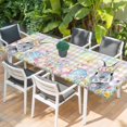 thumbnail image 2 of Easter Bunny Table Cloths for 8 Foot Rectangle Tables, Blue Easter Eggs Spring Floral Colorful Plaid Patio Waterproof Elastic Fitted Tablecloths, Washable Rectangular Table Cover for Camping, 2 of 8