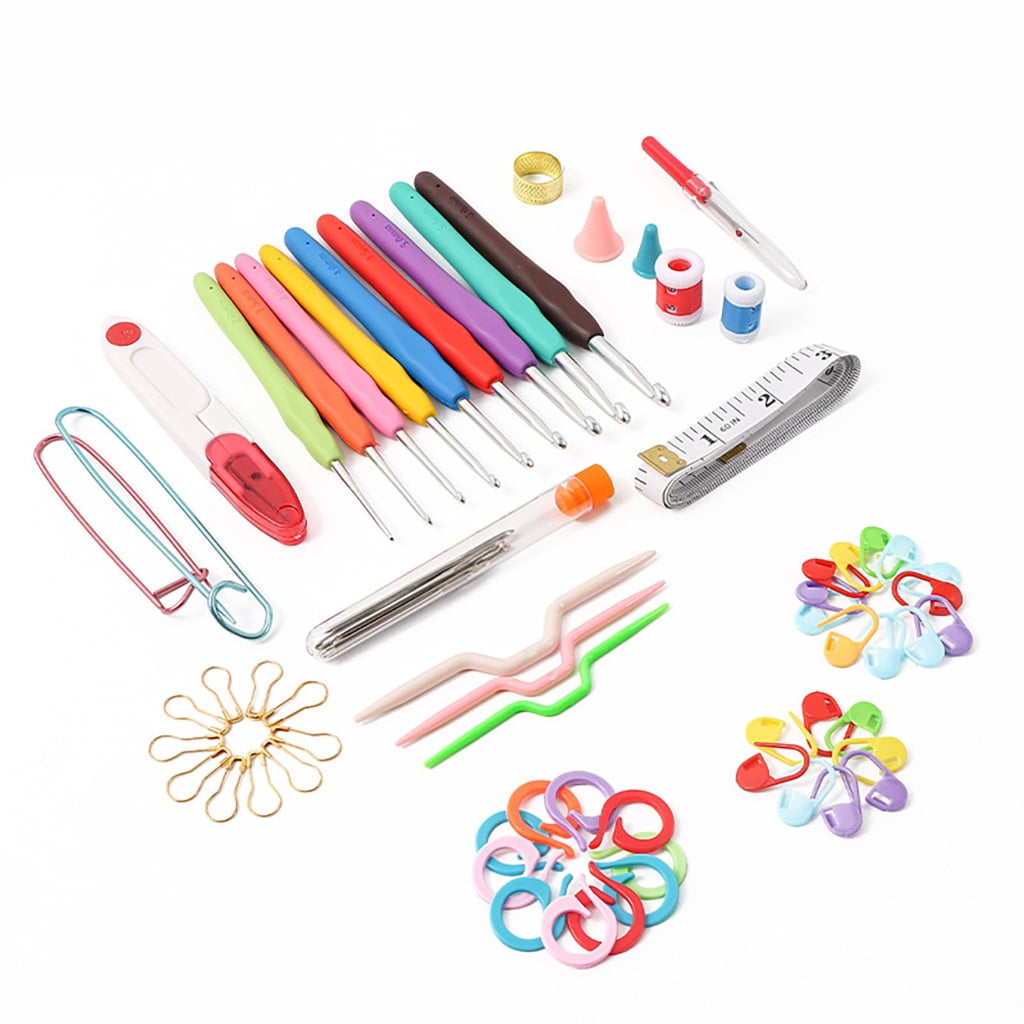 Beginner Crochet Set Includes 9 Size Crochet Hook 40 Color Crochet Yarns Large Eye Needle Knitting Marker Crochet Bag