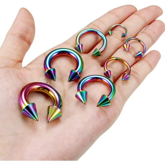 GHRTGR-0G 2G 4G 6G 8G 12G 14G 16G Septum Stretching Kit Surgical Steel Horseshoe Gauges Piercing Kit for Women Men