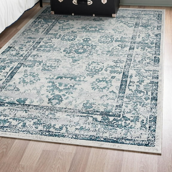 Unique Loom Sumter Collection Area Rug - Edmunds (5' 1" x 8' Rectangle Ivory/Blue)