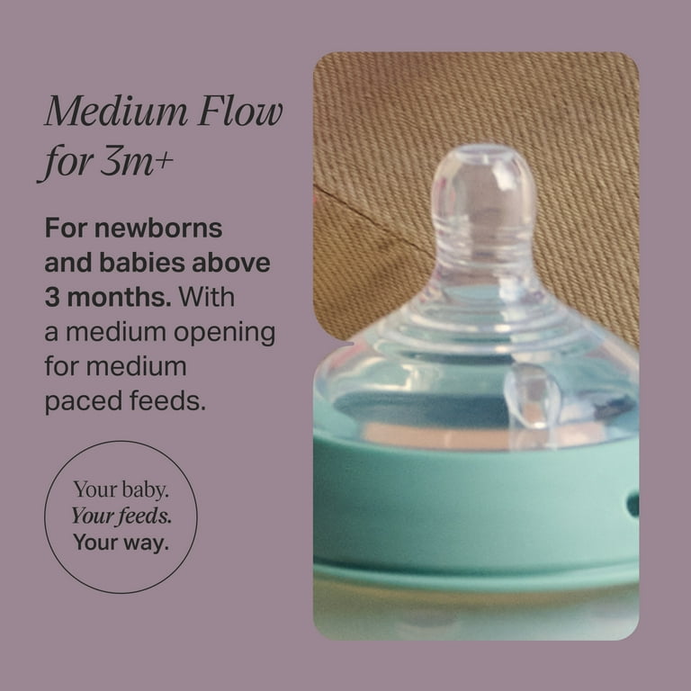 Tommee Tippee Natural Start Baby Bottle Nipples, Medium Flow, 3+