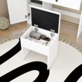 thumbnail image 6 of Makeup Vanity Desk with Fold-up Panel, Makeup Table with LED Lighted Mirror 2 Drawers & 1 Cabinet Vanity Desk Set with Power Outlet, Storage Cushioned Stool for Bedroom Dressing Room (White), 6 of 7