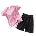 thumbnail image 3 of Zwiiyzr Boys Girls Summer Solid Color Short Sleeve Shorts Set 2 Piece Outfit Athletic Running Sportswear Quick Dry Elastic Waist Pink, 3 of 7