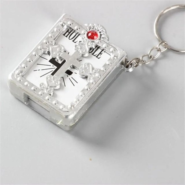 Mini llavero con colgante de libro de la Biblia, llavero creativo, llave de coche, Bolsa Escolar, accesorios de decoración, llavero religioso de Cruz inglesa