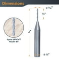 thumbnail image 3 of POWERTEC Up Cut Spiral 1/16" Router Bit, 1/4" Shank Tungsten Carbide Router Bit with 1/2 Inch Cutting Length & 2" Long. Fits CNC Router, Handheld Router, Router Table & Plunge Router, 1PK  (73037), 3 of 7