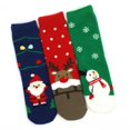 thumbnail image 2 of TeeHee Christmas Holiday Cozy Fuzzy Crew Socks 3-Pack for Women (Santa Deer Snowman), 2 of 8