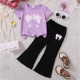 thumbnail image 2 of Wxirdiow Summer Clothes for Little Girls Tween Girls 2 Piece Outfits Short Sleeve Graphic T-Shirt & Flared Pants Kids Clothing Set O Size,2-3 Years, 2 of 3