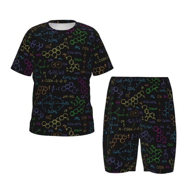 Balery Chemistry Formulas Conjunto de Pijama Infantil de Manga Corta con Estampado – Ropa de Dormir de Algodón Suave-Large