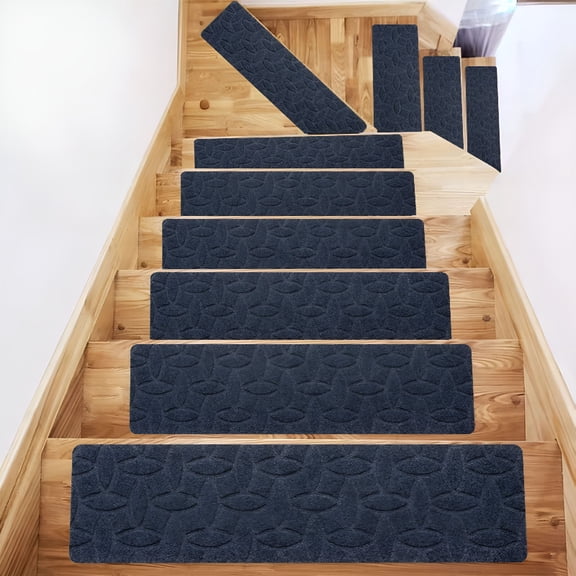 SELIVO Outdoor Stair Treads Non-Slip Step Strips for Wooden Steps,Anti-Slip Grip Tape Precut for Outside Stairs,Weather Resistant Non-Skid Stair Tread Mats for Outdoors