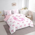 thumbnail image 2 of Erosebridal Bow Letter G Bedding Comforter Set for Girls, Pink Watercolor Ribbon Queen Bedding Sets, Pink Reversible, 7 Pieces, 2 of 6