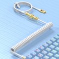 thumbnail image 4 of MAMBASNAKE C02 Coiled Keyboard Cable, Pro Custom USB-C Cable for Mechanical Keyboard, Double-Sleeved TPU Spring Cable for Gaming Keyboard, Type-C to USB-A, Detachable Gold Aviation Connector - White, 4 of 5