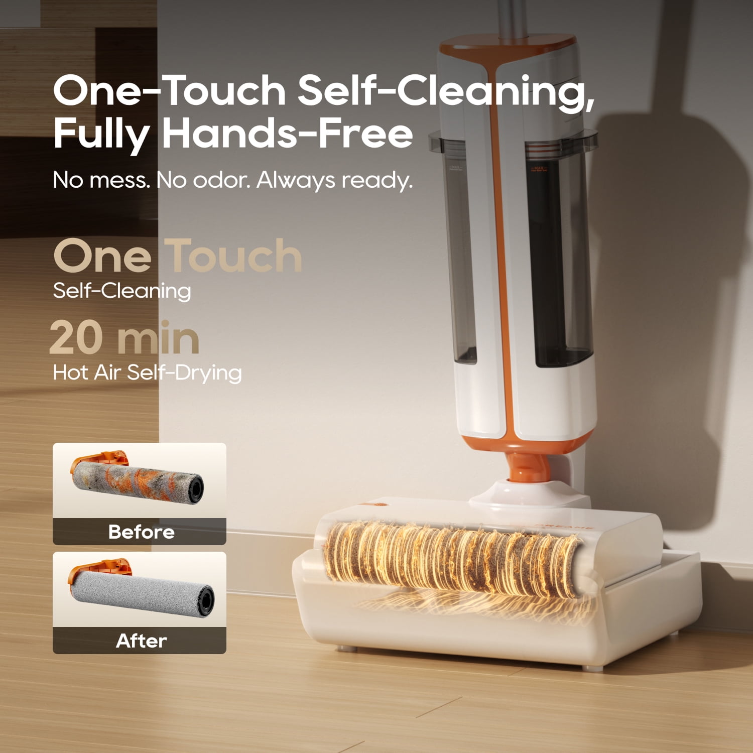 Dreame FloorX 110 Cordless Wet Dry Floor Washer for Tile, Marble, Wood & Laminate, Self-Cleaning Brush, Dual-Tank, 165° Lie-Flat, 45 Min, HMP16B