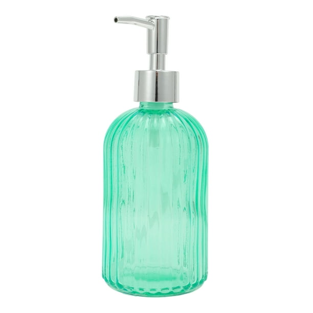 Dispensador de Jabón Vertical de Rayas Duradero 1 Pc 13.53oz Verde Tono Plateado