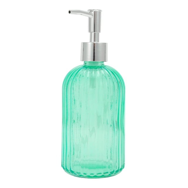 Dispensador de Jabón Vertical de Rayas Duradero 1 Pc 13.53oz Verde Tono Plateado