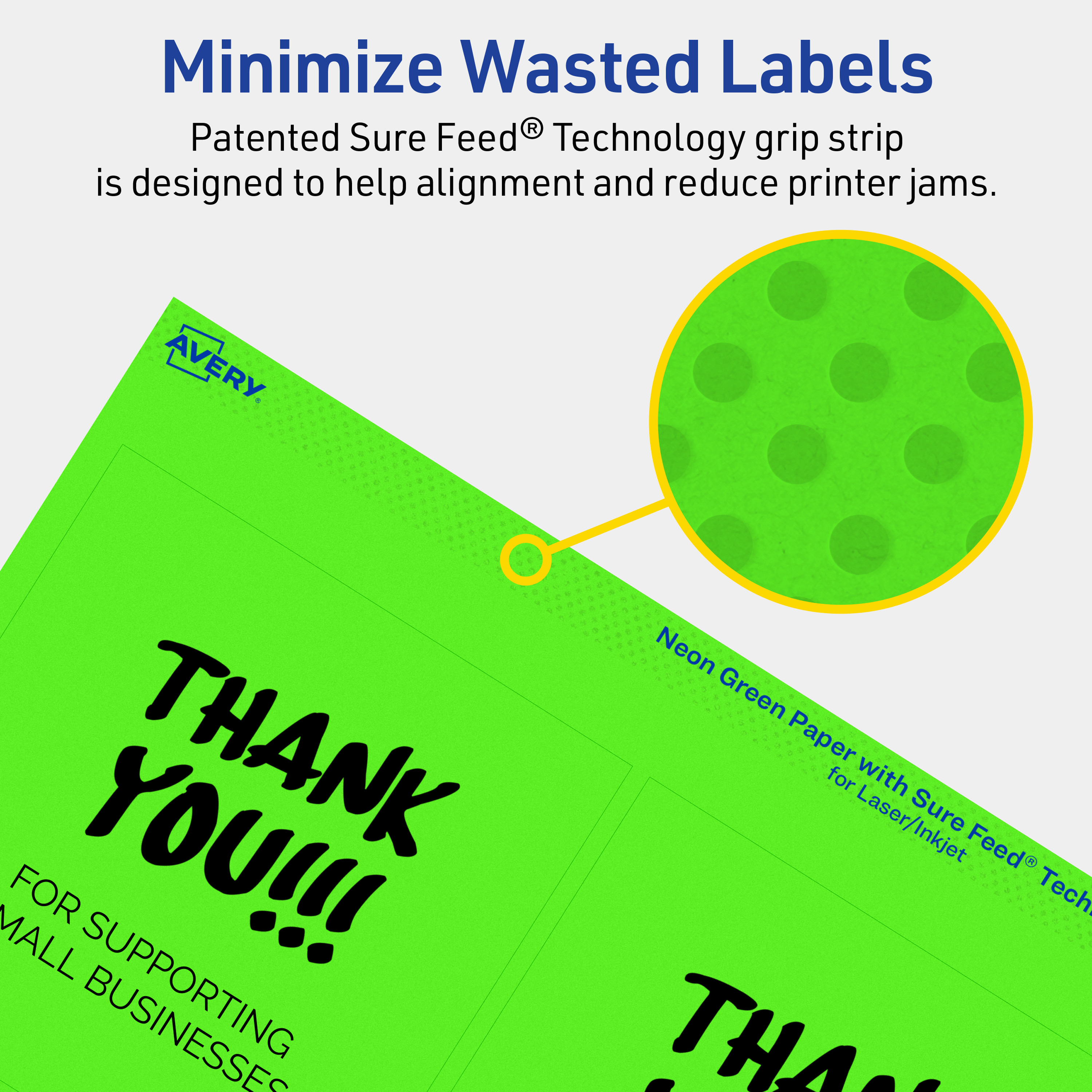 Avery Printable Square Labels, Neon Green, 4" x 4", 160ct
