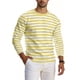thumbnail image 4 of Ceisia Men's Spring Fall Casual Regular Fit Crew Neck Long Sleeve T-Shirt Multi-Color Striped Cotton-Like Jersey Stretch Fabric Yellow XXL Gifts, 4 of 6