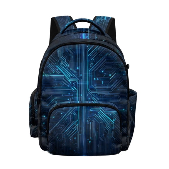 SEANATIVE School Backpack for Teen Girls Boys Elementary Middle High School Rucksack Bookbag Lightweight Schoolbag with Zipper Front Pocket for Travel, Abstract Pattern Blue