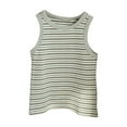 thumbnail image 2 of piuwrlz Summer Sports Sleeveles Vest Baby Girls Boys Quick Dry Tank Tops Fashionable Round Neck Stripe Pullover Green Size 4 Years, 2 of 4