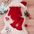 thumbnail image 4 of Outfits for Toddler Boys Christmas Long Sleeve Letter Prints Romper Long Pants Hat Outfits Sets Size 18-24 Months ,Red, 4 of 8