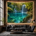 thumbnail image 6 of Waterfall in Tropical Rainforest, Peaceful Photographic Style for Nature Lovers, Natural Landscape Decor, Housewarming Gift Tapestry Wall Hanging for Bedroom, Living Room and Dorm, 6 of 7
