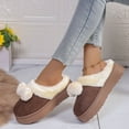 thumbnail image 3 of Women Platform Fuzzy Slippers Soft Plush Winter Slippers Clogs Indoor Outdoor Slip on Home Shoes for Women Men Brown Size 6, 3 of 8