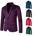 thumbnail image 3 of Traje de boda con chaqueta de terciopelo de dos botones y cuello en V de moda para hombre, 3 of 6