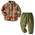 thumbnail image 2 of KYAIGUO 1-7 Years Kids Baby Spring Fall Matching Outfit for Boys 2PCS Toddler Plaid Long Sleeve Flannel T-Shirt+pants Set, 2 of 8