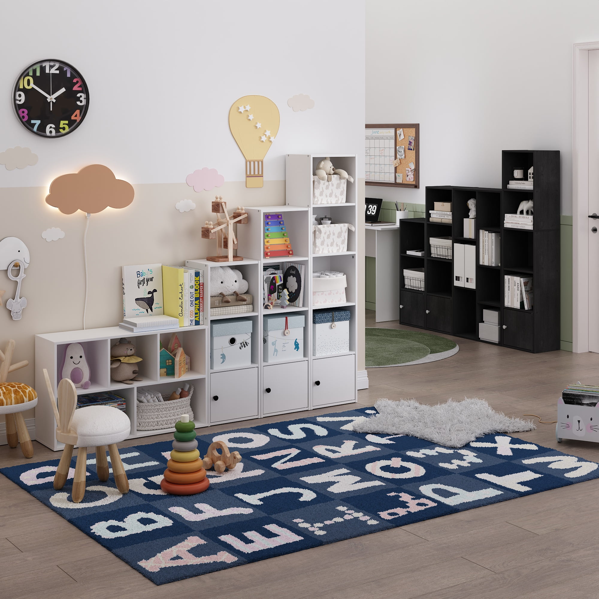 Furinno Luder 3-Tier Shelf Bookcase with 1 Door Storage Cabinet, White