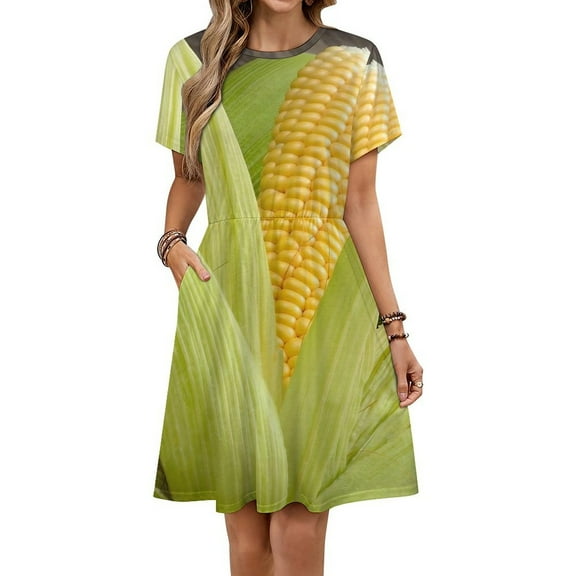 Corn Cob Women's Dress Short Sleeve Summer Sundress Summer Women Clothes