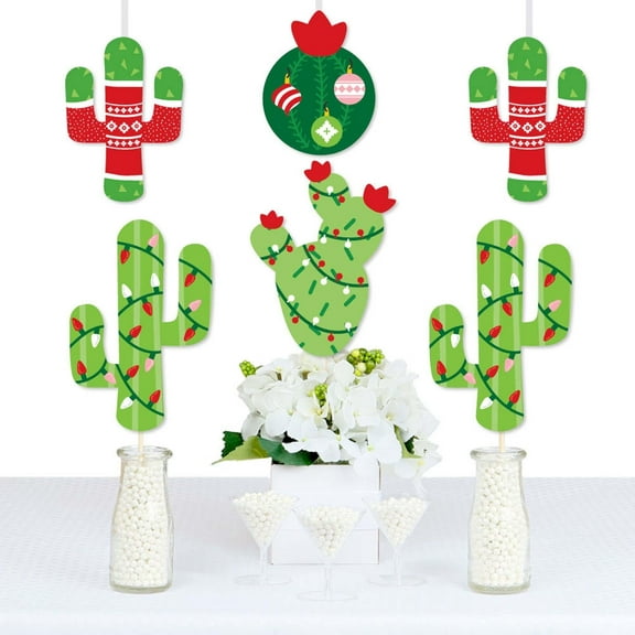 Big Dot of Happiness Merry Cactus - Decorations DIY Christmas Cactus Party Essentials - Set of 20