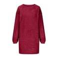 thumbnail image 4 of fatyb Womens Fuzzy Dresses Long Sleeve Crewneck Plush Midi Dresses Fall Winter Warm Casual Dress S-5xl, 4 of 6