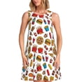 thumbnail image 1 of Easygdp Hot Dog Pizza para Vestido Transpirable de Mujer, Vestido Suelto de Manga Corta con Pliegues y Bolsillos para el Verano, 1 of 7