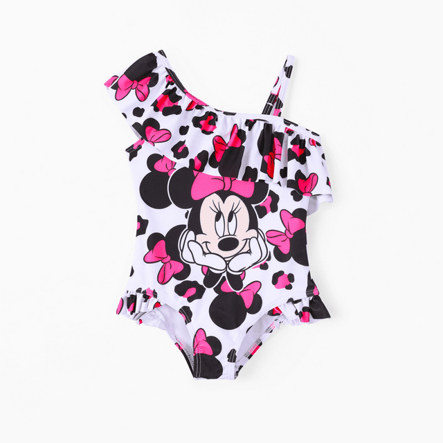 Disney Disney Mickey and Friends Toddler Girl Leopard print off-shoulder ruffle swimsuit
