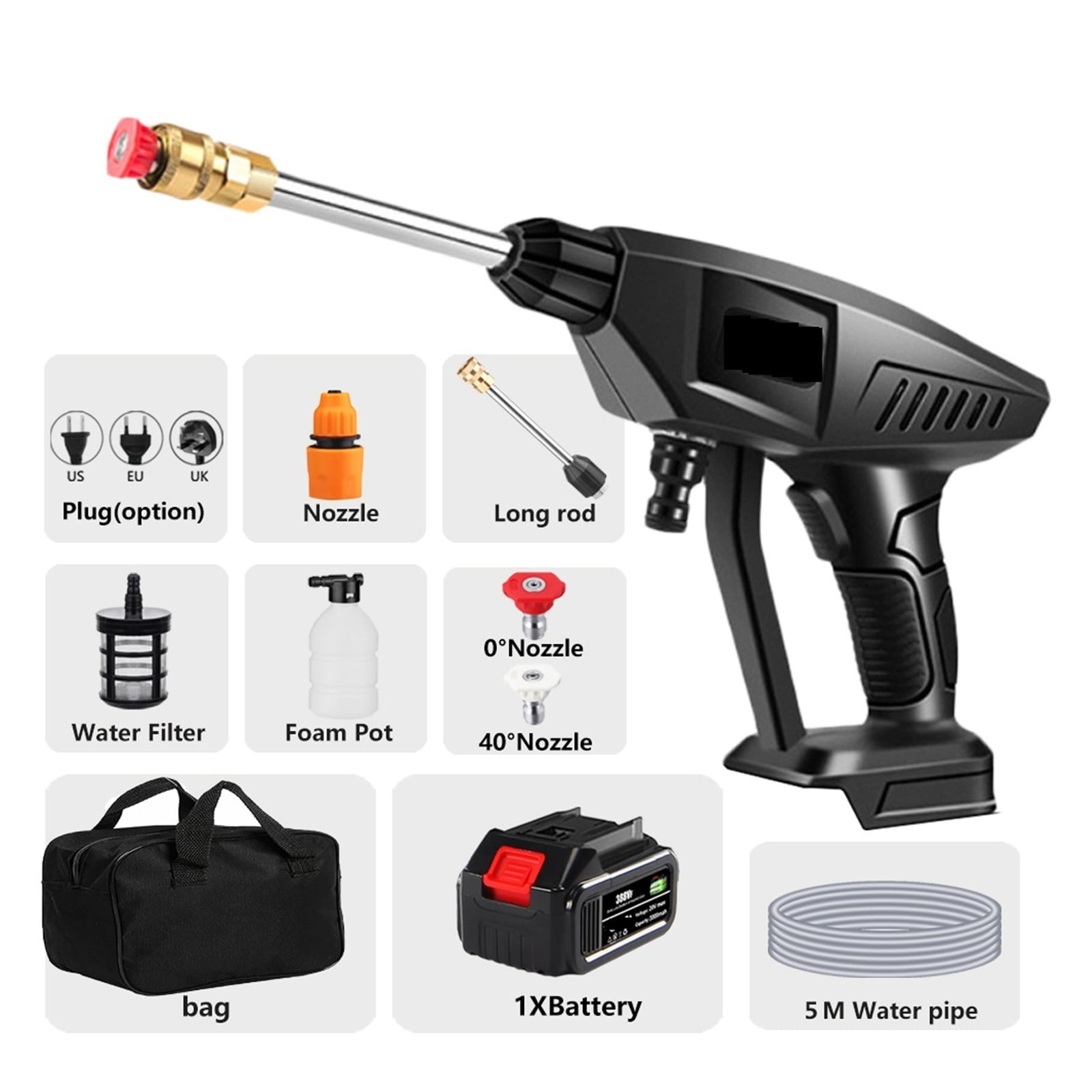 Cordless High Pressure Car Washer Spray Cordless Portable Car Wash Pressure Cleaner Cleaning Machine For 18V Battery ,Easy to Use