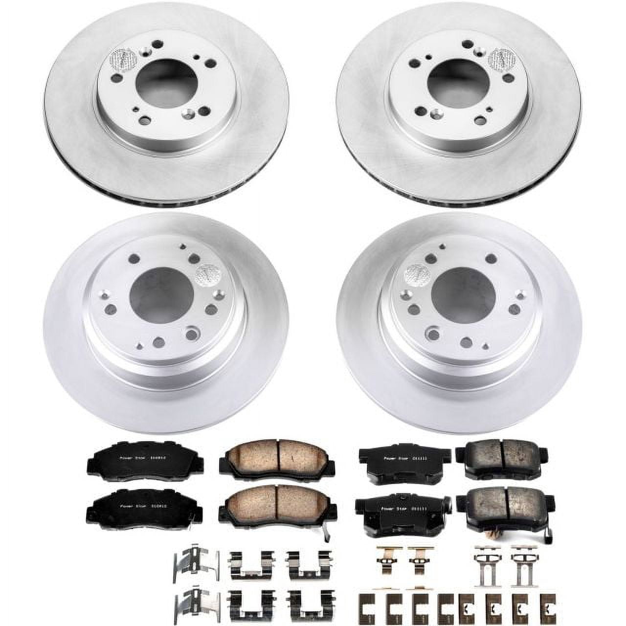 PowerStop Front and Rear Geomet Coated Brake Rotor and Pad Kit Fits: ACURA HONDA ISUZU Select Models CRK705