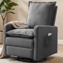 Techmilly Recliner Chair,Nursery Glider for Living Room, 360° Swivel Motion, Upholstered Swivel Rocking Glider, Linen Dark Gray