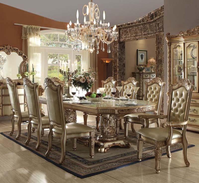 Acme Furniture 63000 Vendome Gold Patina And Bone Double Pedestal